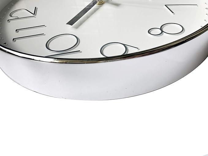 Tosnail 12 Inches Round Silent Non Ticking Quartz Wall Clock - Elegant Silver Frame