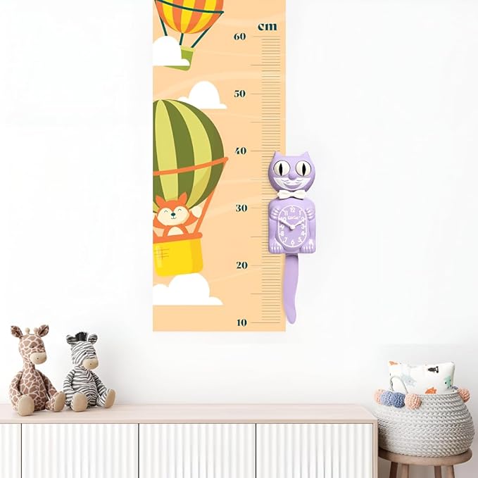 Kit-Cat Clock® Limited Edition Pastel Lilac - Retro Cat Wall Clock with Moving Eyes and Tail, Battery Operated, Made in USA