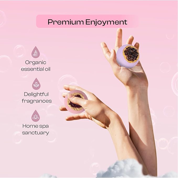 Bath Bombs for Women, 6 Fizzies Luxury Large Size with Real Flowers and Natural Organic Essential Oil, Self Care Gifts for Women, Mon, Daughter, Girlfriend, Kids,Pack of 6 (Multiple)