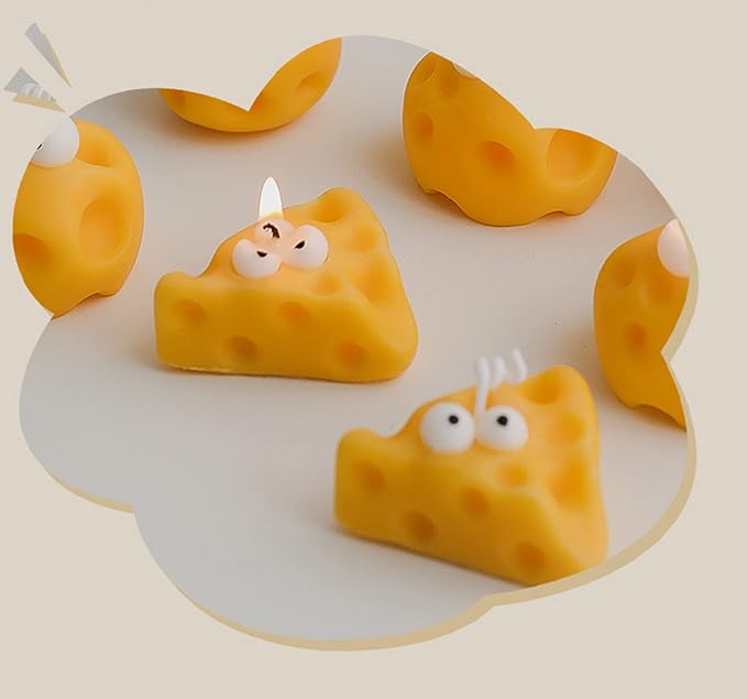 Cute Cheese Shaped Scented Candle,30G Aroma Soy Wax Decorative Candle for Table Photo Prop Birthday Gift,Prefect for Meditation Stress Relief Mood Boosting Bath
