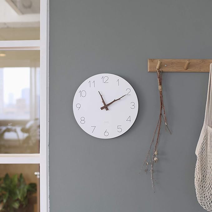 mooas Flatwood Twig Wall Clock,12" Non-Ticking Sweep Movement Decorative Battery Operated Simple Modern Wall Clock for Home Living Room Kitchen Bedroom Office School (Twig)
