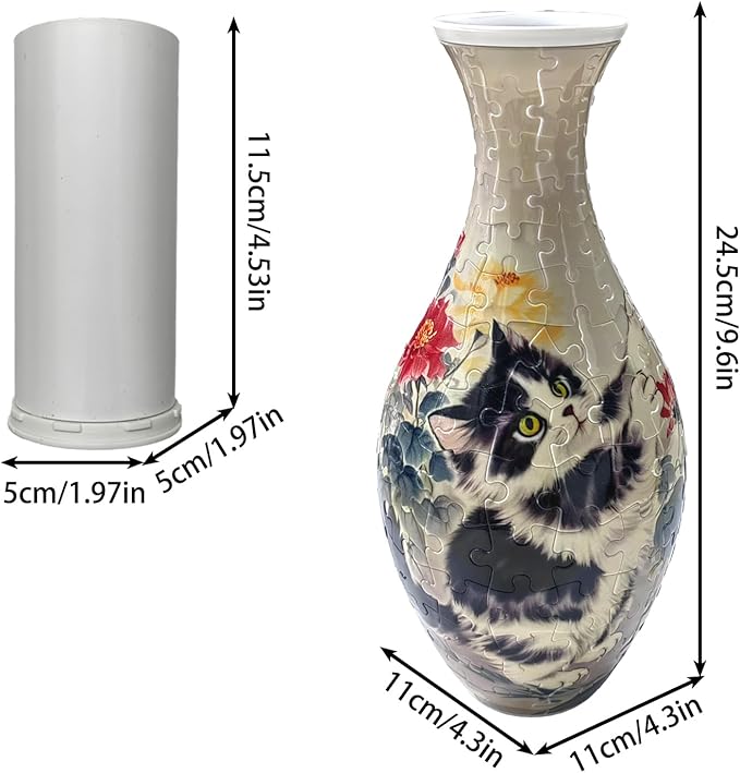 3D Puzzle Vase Unique Flower Vase for Adults Made by 160 Curved Plastic Puzzle Pieces, Vases for Flower Home Creative Gift for Parents & Housewarming