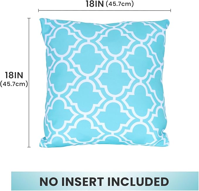 Eternal Beauty Set of 2 Outdoor Decorative Pillow Covers Waterproof Outdoor Pillow Covers for Spring Summer Patio Throw Pillows, 18X18 inches,Turquoise