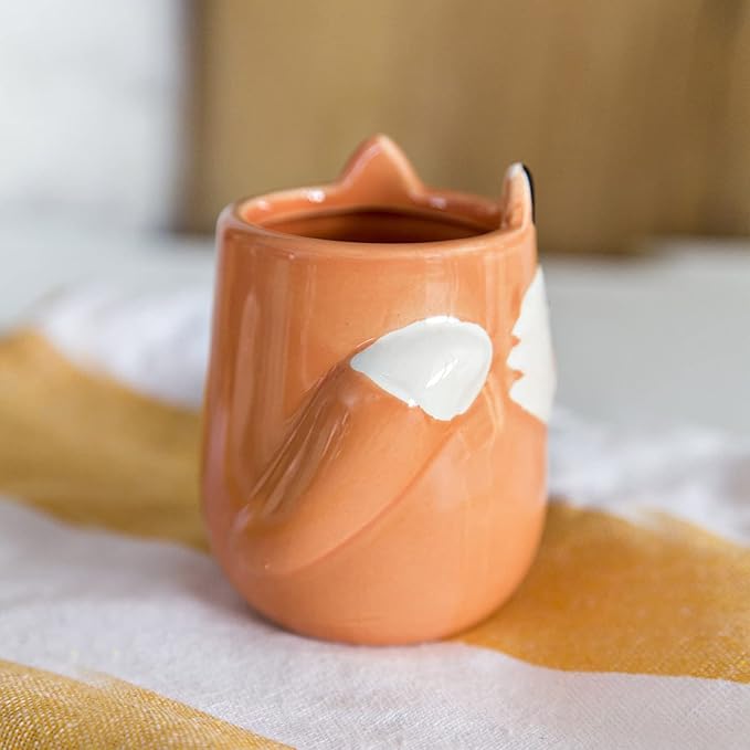 Fox Animal Ceramic Planter for Indoor and Outdoors, 3 x 3 x 4 in., Cute Hand Painted Designed in Argentina, Convenient Drain Hole