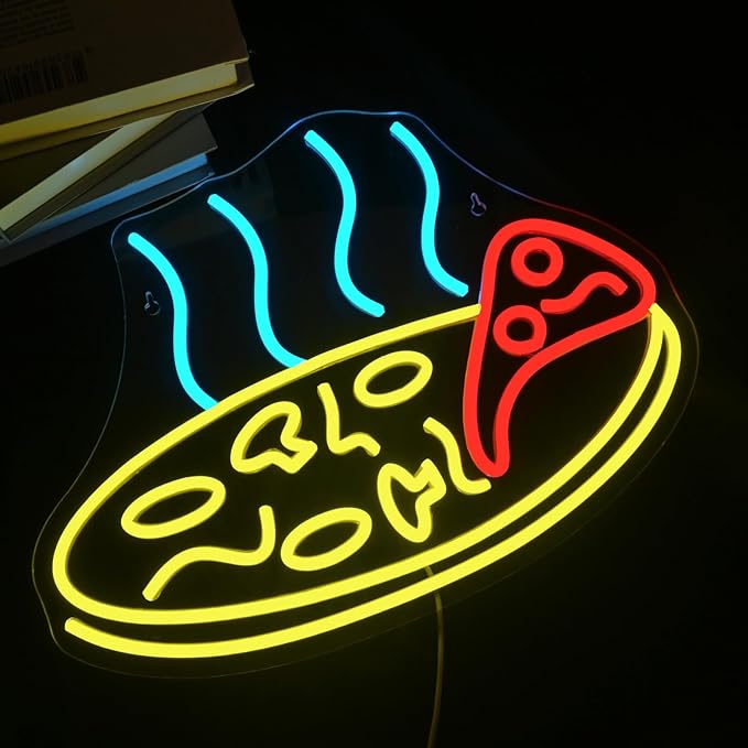 Lucunstar Pizza Neon Sign,Vibrant Italian Slice LED Wall Decor for Restaurants, Home Kitchens Gifts,Energy-Efficient,Ideal Gift for Kids, Boys, Girls, and Pizza Lovers