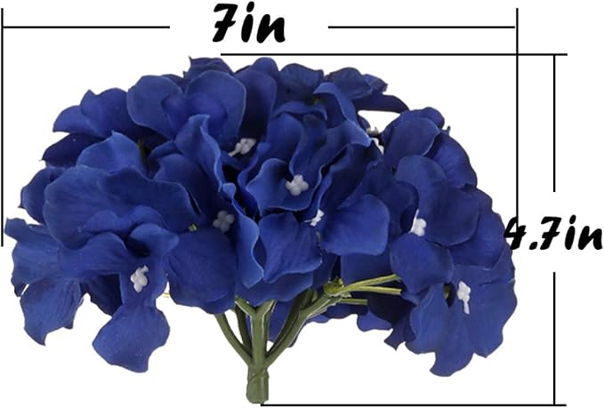 Flojery Silk Hydrangea Heads Artificial Flowers Heads with Stems for Home Wedding Decor,Pack of 10 (Royal Blue)