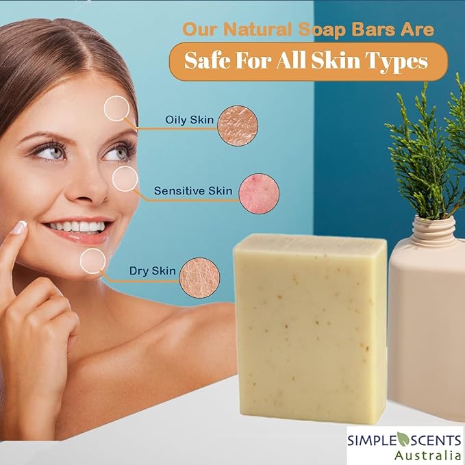 Almond Scented Natural Soap Bars (5 Bars), 3.5oz Moisturizing French Triple Milled Soap Bars Enriched with Shea Butter - Pure Plant Oil Bath & Body