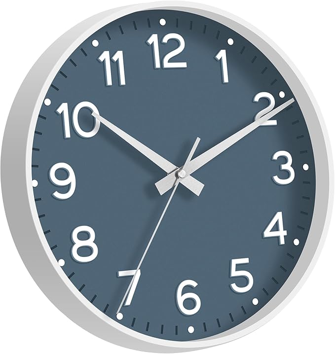 Wall Clock, Silent Wall Clocks Battery Operated 8 Inch-Modern Non Ticking Analog Clock Decorative for Kitchen Office Bathroom Bedroom(Azure Blue)