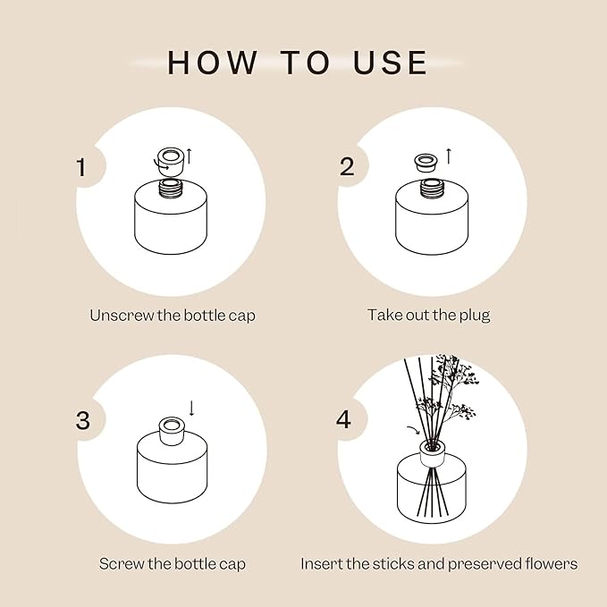 Cocorrína Premium Reed Diffuser Set with Preserved Baby's Breath & Cotton Stick Sandalwood Rose | 6.7oz Scent Fragrance Oil Diffuser for Bedroom Bathroom Home Décor