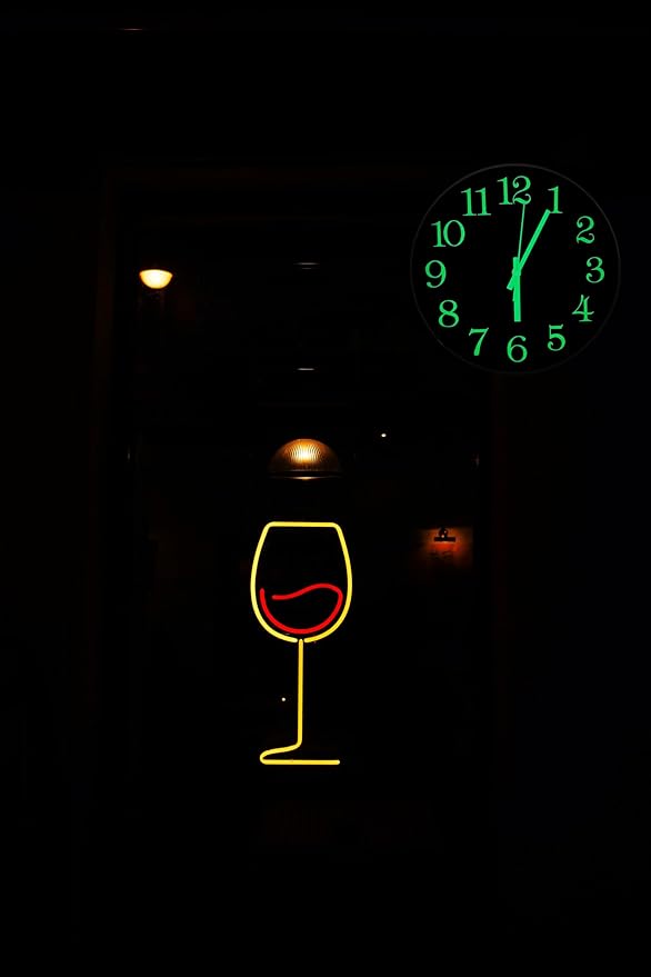 JoFomp Glow in The Dark Clock, 12" Non-Ticking Silent Luminous Wall Clock, Battery Operated Modern Quartz Clocks, Easy to Read for Home Kitchen Office Bedroom