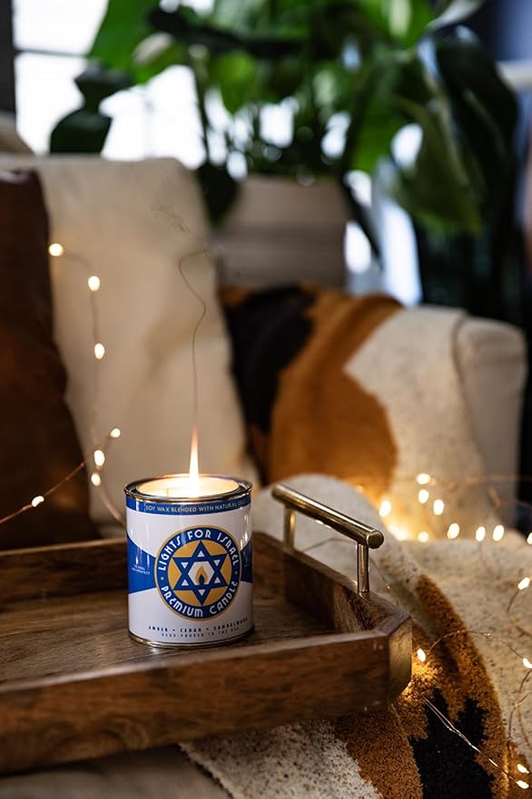 Long-Burning, One-Pint Premium Candles for Men | Vintage Inspired Oil Can Design | Soy Wax, Vegan Friendly, Made in The USA | Fury Bros. | Classically Cool (Lights for Israel)