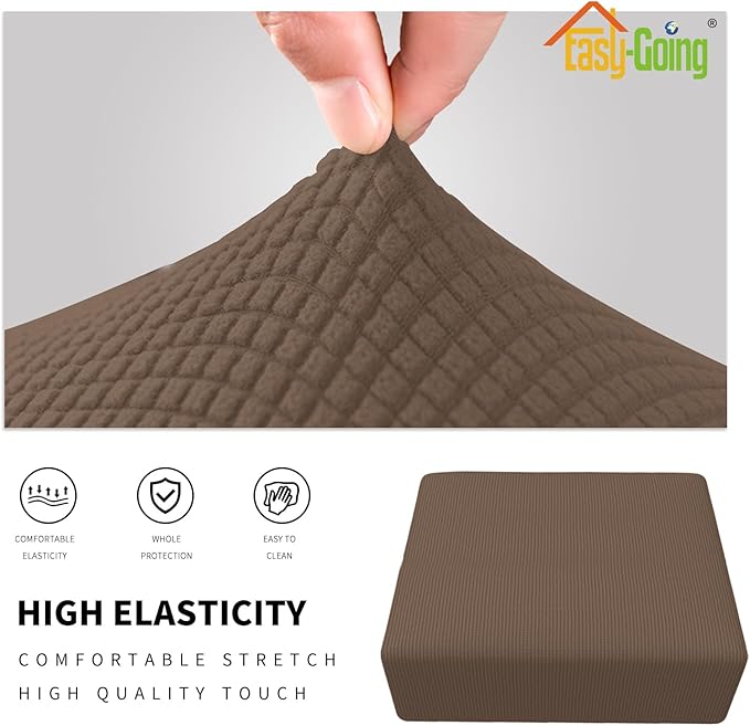 Easy-Going Stretch Square Ottoman Cover 40x40x15 inch Folding Storage Stool Furniture Protector Soft Rectangle slipcover with Elastic Bottom Brown