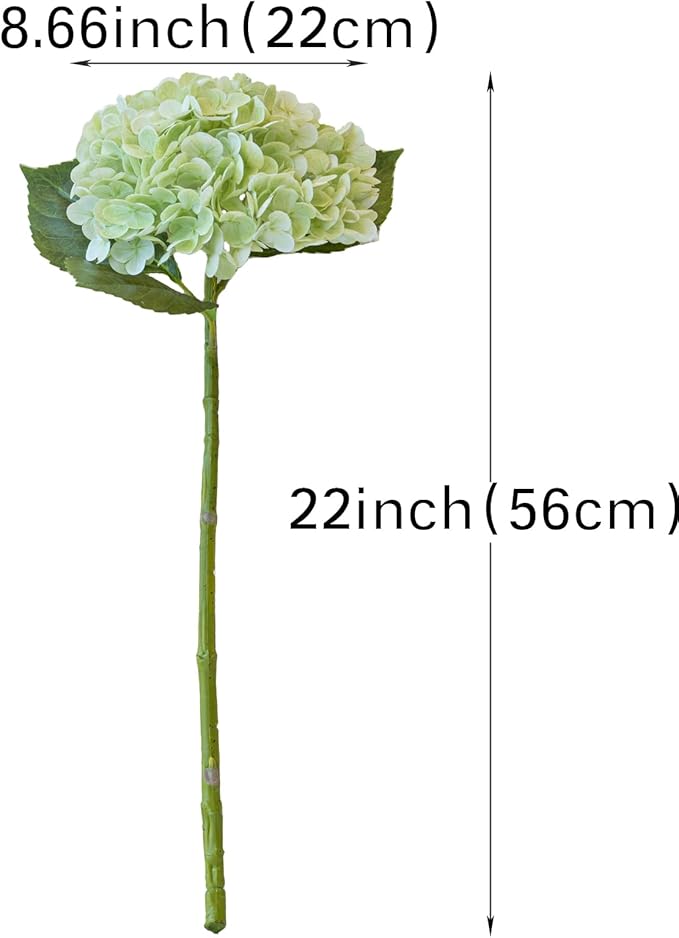 3PCS 22 inch Lifelike Artificial Hydrangea Large Real Touch Flowers Artificial Flowers Dry Flowers Outdoor Wedding Christmas Office Family Party Living Room Table Decoration (Light Green)