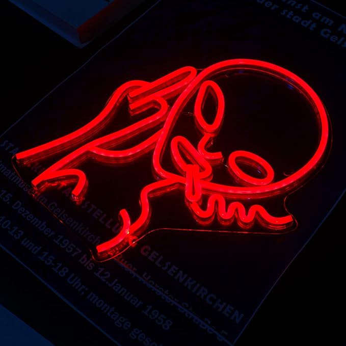 Red Alien LED Neon Signs, Shop Bar Pub Man Cave, Hip Hop Party Signs For Game Room and Bedroom Wall Decor