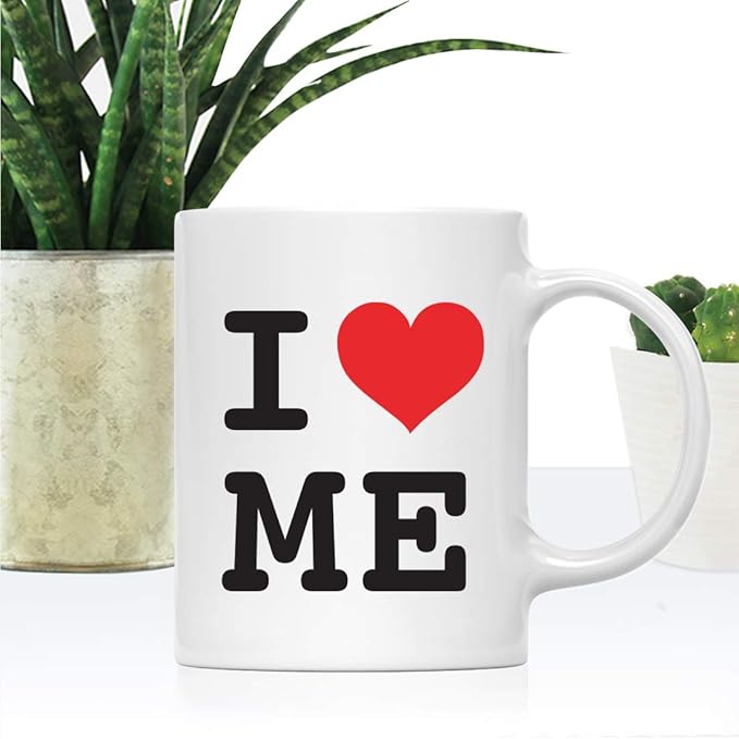 Andaz Press Valentine’s Day Funny 11oz. His Her Couples Coffee Mug Gift, I Love Me, Heart Graphic, 1-Pack, Gift Box I Love Me Mug Valentines Mug Valentines Coffee Cup Heart Mug Valentines Day Mugs