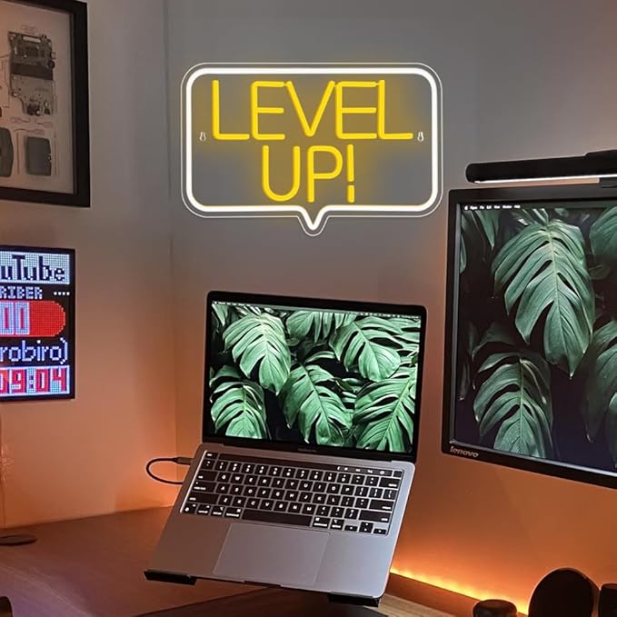 Level Up Neon Sign,Gaming Neon Light for Teens Room Decor, Arcade Games Victory Light Up Signs for Gamer Room Decor,for Teens, Boys, Kids Gamer Gifts(16.73x10.62 inches)