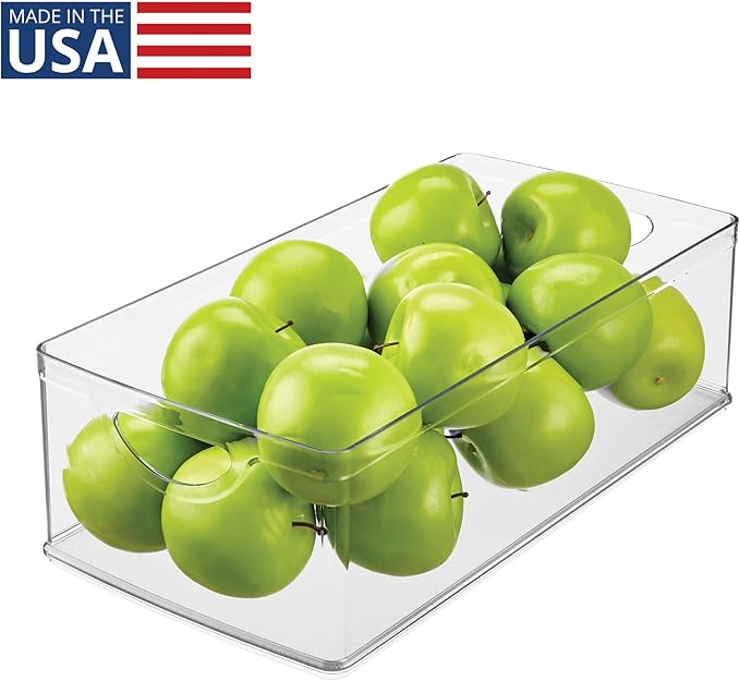 iDesign Recycled Plastic Cabinet and Pantry Storage Bin with Integrated Handles – 16” x 8” x 5”, Clear Bin