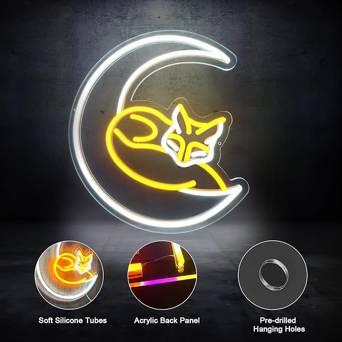 Fox Neon Sign, Neon Sign for Wall Décor, Animal Neon Lights LED Sign Dimmable Fox Light Up Signs for Wall Decor Bedroom Kids Room Neon Wall Art Fox Decor Gifts