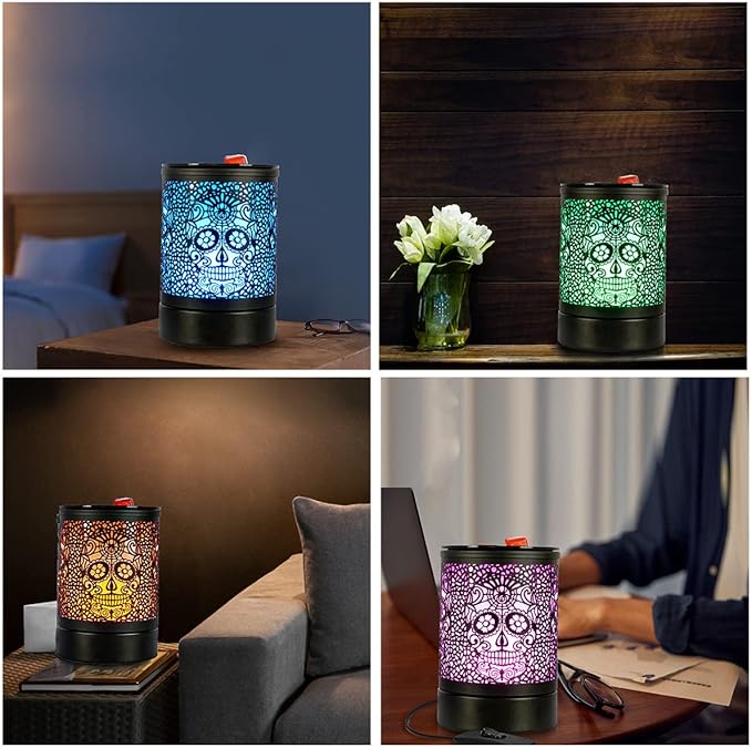 Skull Black Electric Fragrance Wax Melts Warmer Oil Melter Scented Tart Burner for Home Decor