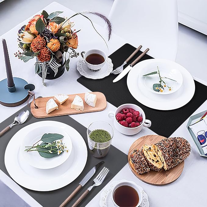 Placemats Set of 8 with Coasters Dual Sided Heat Stain Resistant Place Mats Faux Leather Table Mats Non-Slip Waterproof Oil-Proof Washable Wipeable Table Placemats for Dining Patio Table Kitchen