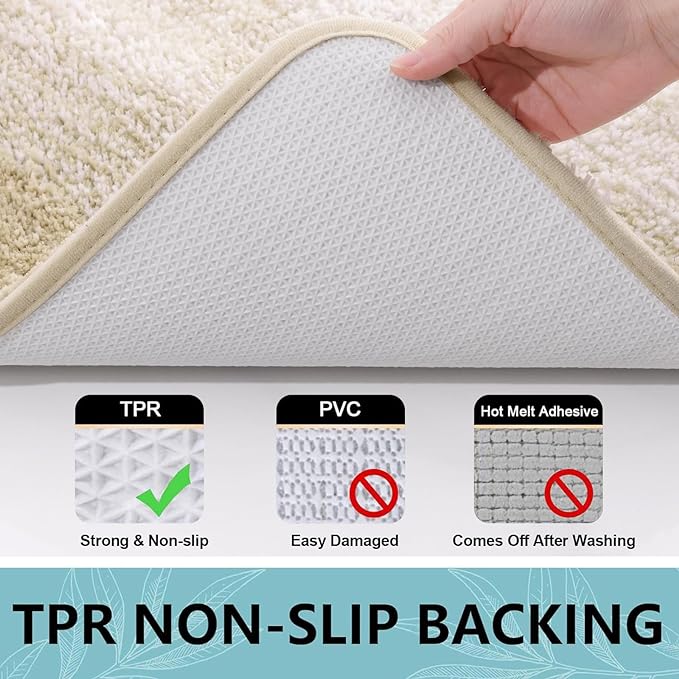 Arotive Microfiber Bathroom Rugs, Shaggy Soft and Absorbent Bath Rug, Non-Slip, Thick Plush Machine Washable Dry Bath Mats for Bathroom, Tub and Shower, 40x24, Light Beige