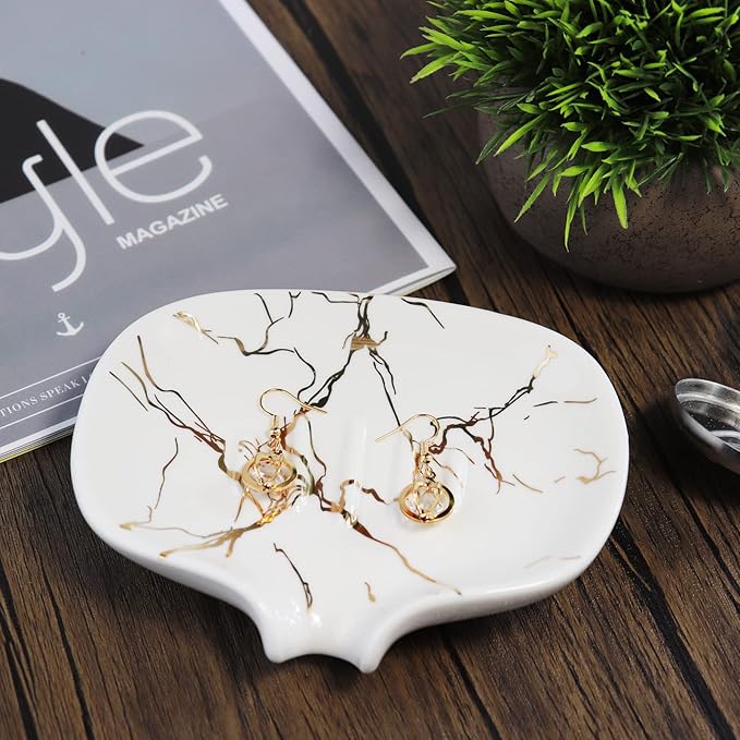 Ceramic Marble Texture Soap Dish,Self Draining Slot,Ceramic Self Draining Soap Dish Portable,Bathroom Accessories for Shower,Bathroom,Kitchen, Sink,Countertop,for Travelling,Camping,Gym