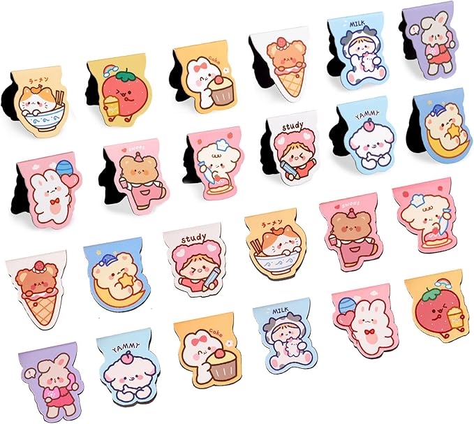 24PCS Cute Bookmarks for Kids, Page Markers Book Markers, Animals Book Mark, Bookmarks for Women, Page Clips Bookmark for Students Girls School Home Office Supplies