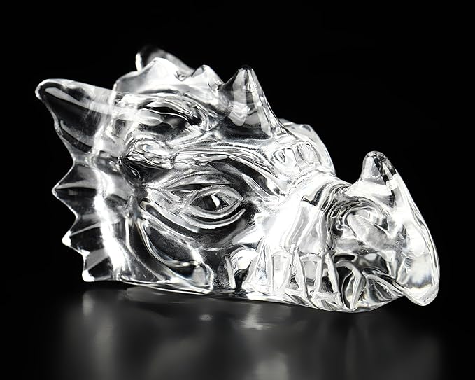 Skullis 2.0" Clear Quartz Rock Crystal Carved Crystal Dragone Head Skull, Crystal Healing.1489
