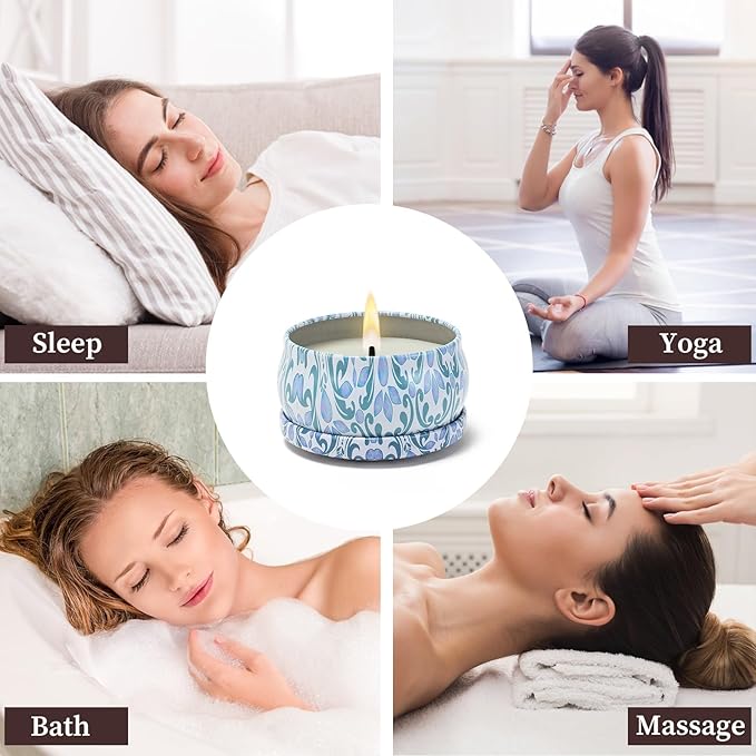 Scented Candles, 2 Pack 2.5 oz Natural Soy Wax Candles, Jasmine Rose Aromatherapy Candles, Portable Small Relaxing Candles Set for Spa, Bath, Yoga