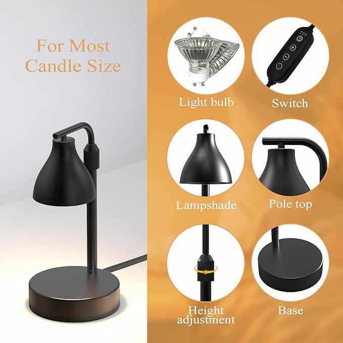 Vaincre Electric Candle Warmer Lamp with Timer and Dimmer, Candle Melt Light with 2 Bulbs, Gifts for Women
