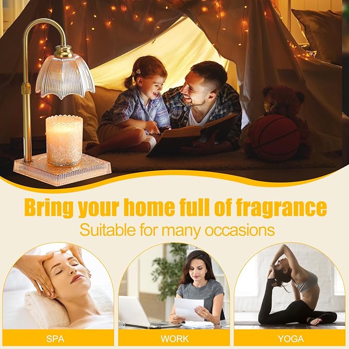 Candle Warmer Lamp with Timer - Electric Candle Wax Melt Warmer with Adjustable Height and Dimmer for Scented Candle Wax, Homer Décor and House Warming Birthday Gifts for Women Mom