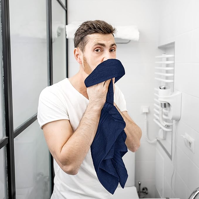 Utopia Towels 6 Piece Premium Hand Towels Set, 16 by 28 inches, 100% Ring Spun Cotton, Lightweight and Highly Absorbent Towels for Bathroom, Travel, Camp, Hotel, and Spa, Navy
