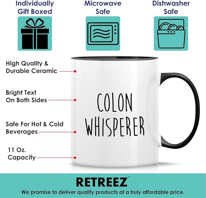 Retreez Funny Gastroenterologist Mug Gift Gastroenterology Doctor Colon Whisperer 11 Oz Ceramic Coffee Mug - Sarcastic Motivational Inspirational birthday gift - White Mug with Black Handle and Inner