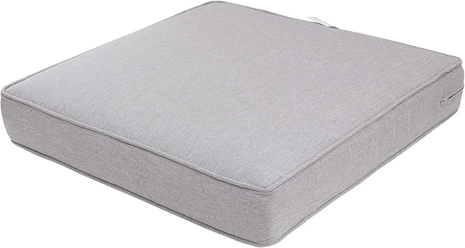 QILLOWAY Outdoor/Indoor Deep Seat Cushions for Patio Furniture, Lawn Chair Cushion 24 x 24 inch,All Weather(Silver/Grey)