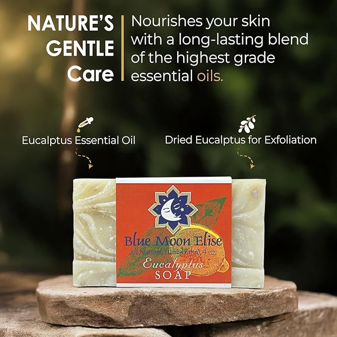 Eucalyptus Bar Soap for Men and Women, Made with Organic Ingredients, Handmade in the USA, Moisturizing and Therapeutic for Face/Body, Soap Bar for Sensitive Skin