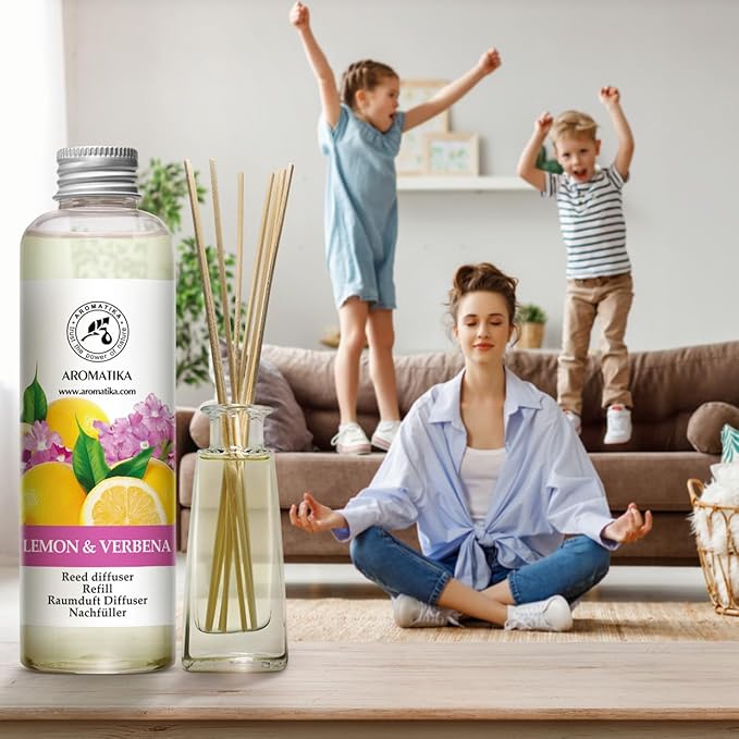 Lemon & Verbena Refill Reed Diffuser 6.8 Fl Oz - Room Diffuser Refill - Home Fragrance - Room Freshener - Fresh and Long Lasting Fragrance