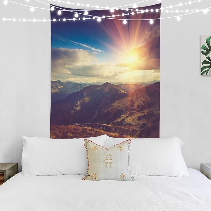 BaoNews Brown Natural Alpine Tapestry,Landscape Sunrise Large Wall Hanging Polyester Tablecloths Tapestry Bedroom Room Living Room Dorm 59.1 x 39.4 Inches