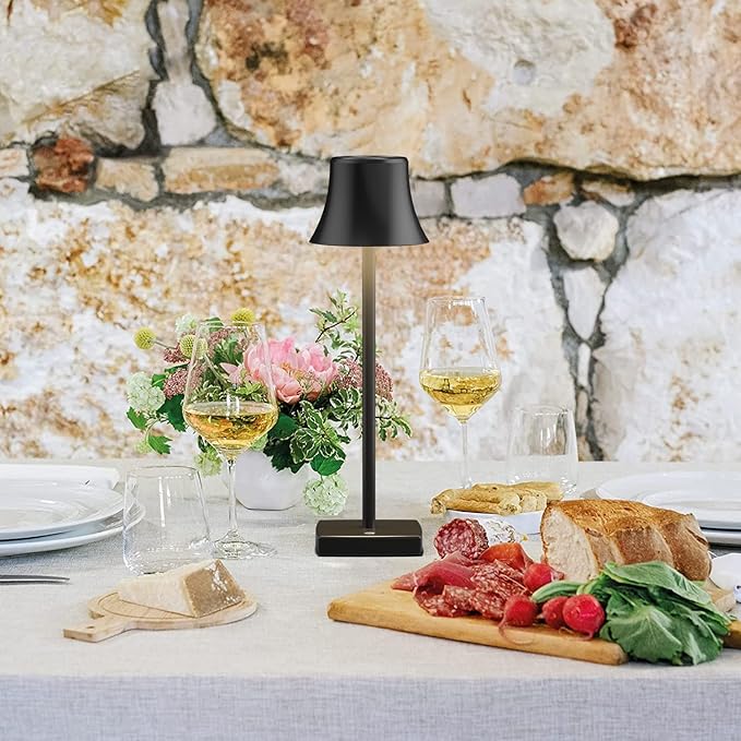 SAKRINGT LED Cordless Table Lamps Rechargeable,5000mAh Battery Operated Table Light,3 Color Stepless Dimming,Portable Small Desk Lamp in Aluminum for Party Patio Restaurant Indoor/Outdoo