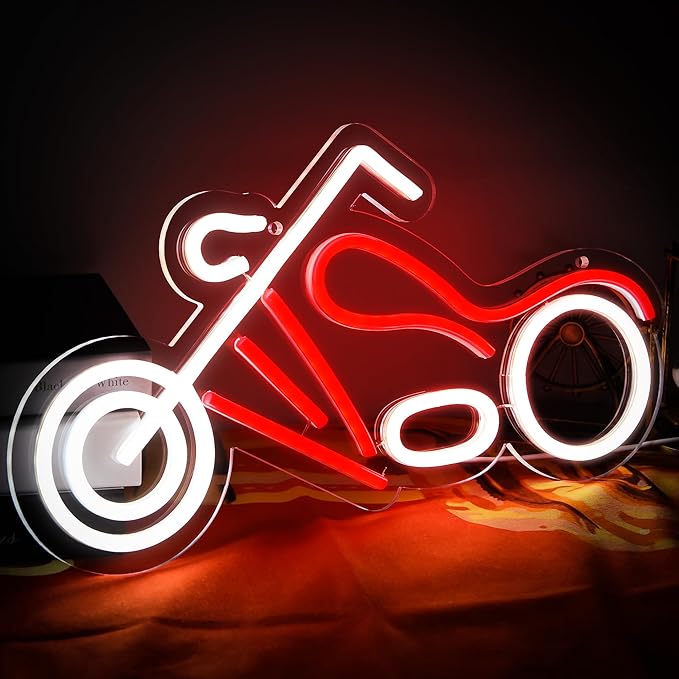 Motorcycle Neon Sign for Man Cave Motor LED Light up Sign for Wall or Garage Decor Neon light for Auto Room Repair Shop Workshop Birthday Gift,Size16.1 * 8.6inch(ZYLD076)