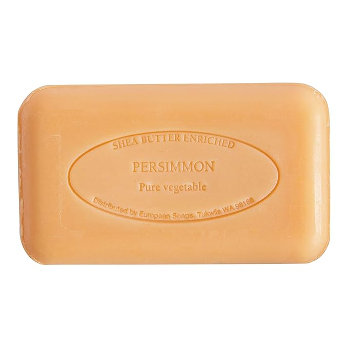 Pre de Provence Artisanal Soap Bar, Natural French Skincare, Enriched with Organic Shea Butter, Quad Milled for Rich, Smooth & Moisturizing Lather, Persimmon, 5.3 Ounce