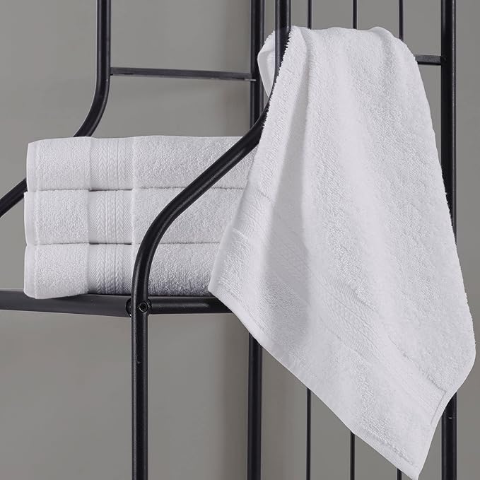 REGAL RUBY Quick-Dry 4 Pieces White Hand Towel -Bath Linen Set - Highly Absorbent 100% Turkish Cotton -Hand Towel for Bathroom Guests Pool Gym Camp Travel College Dorm Shower