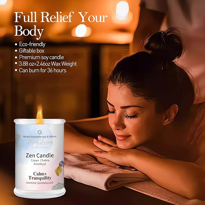 APSARAS Calm+Tranouility Scented Candles, Jasmine Sandalwood Aromatherapy Spring Candle Sets for Women Gift for Bathroom, Jar Non Toxic Soy Candles for Home Scented, 36 Hours Burn Time