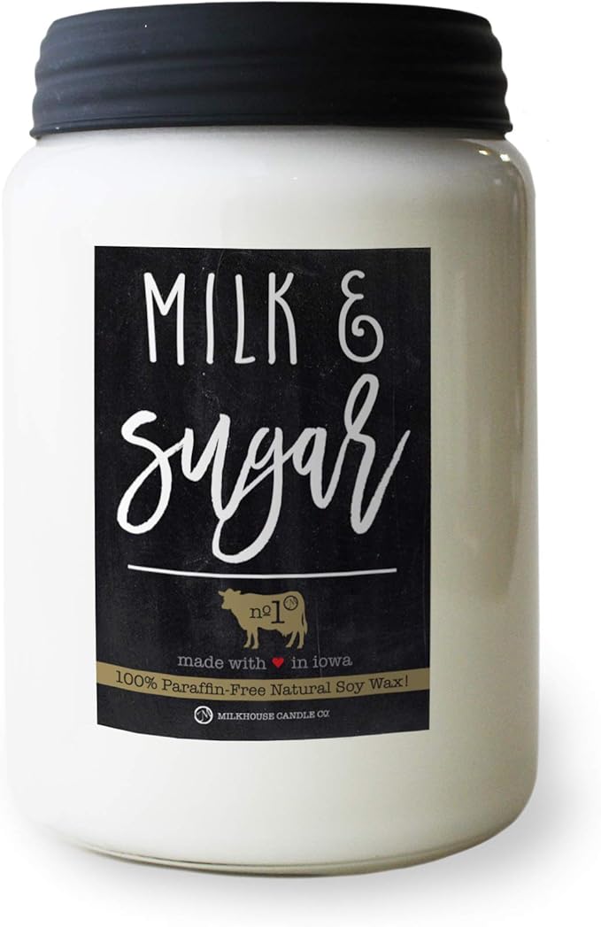 Milkhouse Candle Company - Milk & Sugar - 26oz Beeswax and Soy Candles - Farmhouse Collection - 100% Natural, Paraffin Free, with Premium Fragrance Oil, Glass Jars with Lids