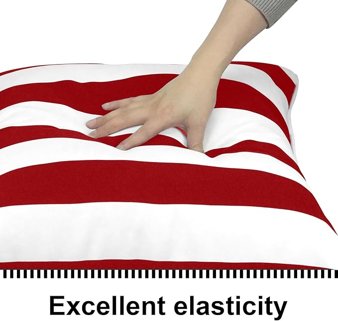 Deep Seat Cushions, Outdoor Cushions, Patio Furniture Cushions, Deep Seat & Back Cushion Patio Cushions with Rmoveable Cover for Backyard Couch Sofa Fade Resistant (22x22x3 in, Red Stripes)