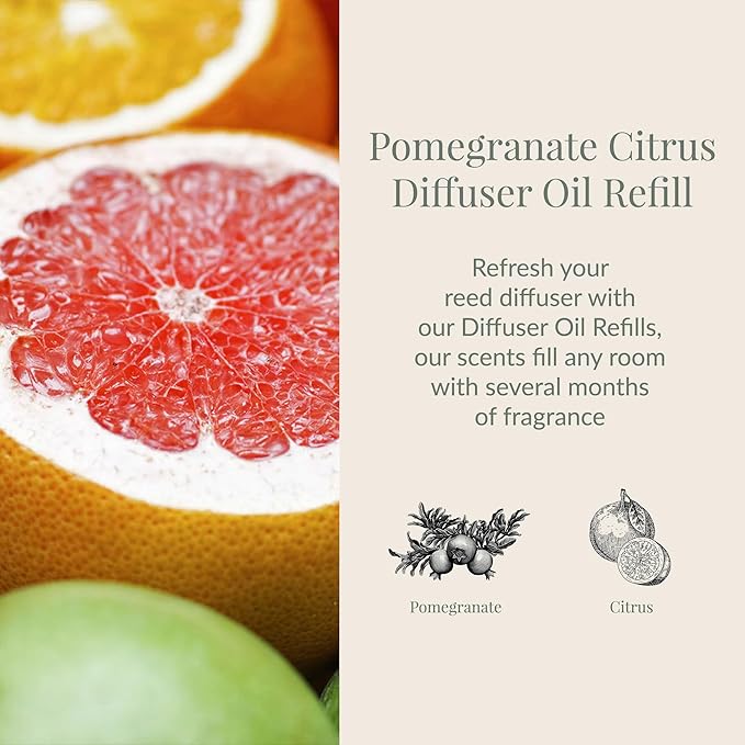 Archipelago Botanicals Pomegranate Citrus Reed Diffuser Oil Refill, Home Fragrance Oil for Diffuser, Long-Lasting Natural Home Fragrance, Diffuser Oil Scents, 7.85 Fl Oz