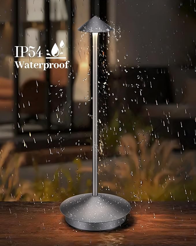 Portable Cordless Table Lamp Modern Led Desk Lamp Rechargeable 2 Pack, 6000mAh Battery Table Light for Dinning Patio Bedroom Camping Coffee shop Restaurant, IP54 Waterproof, Dimmable 3 Light Color