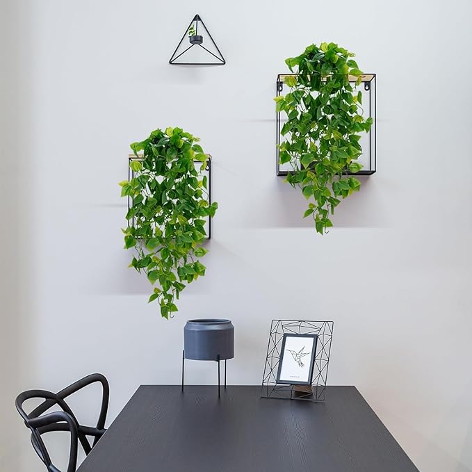 BLEUM CADE Fake Hanging Plants, 4pcs Artificial Hanging Plant, Faux Pothos Vines Hanging Plant Greenery for Wall Home Living Room Indoor Outdoor Decor (No Baskets)