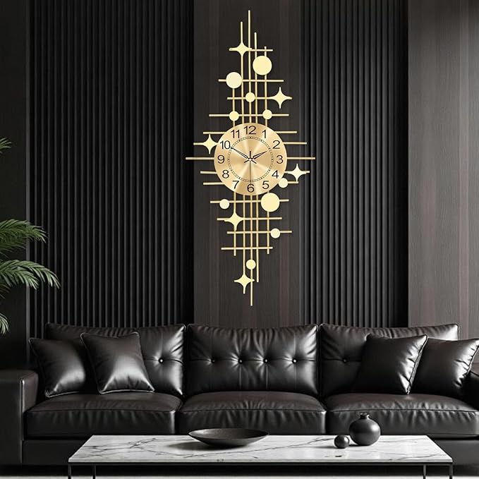 SIN&MI Wall Clock,Large Wall Clocks for Living Room,Silent Non Ticking,Battery Operated Oversized Round Modern Wall Clock for Bedroom,Farmhouse,Office Wall Decor Star, 16.3 * 37.4 Inch