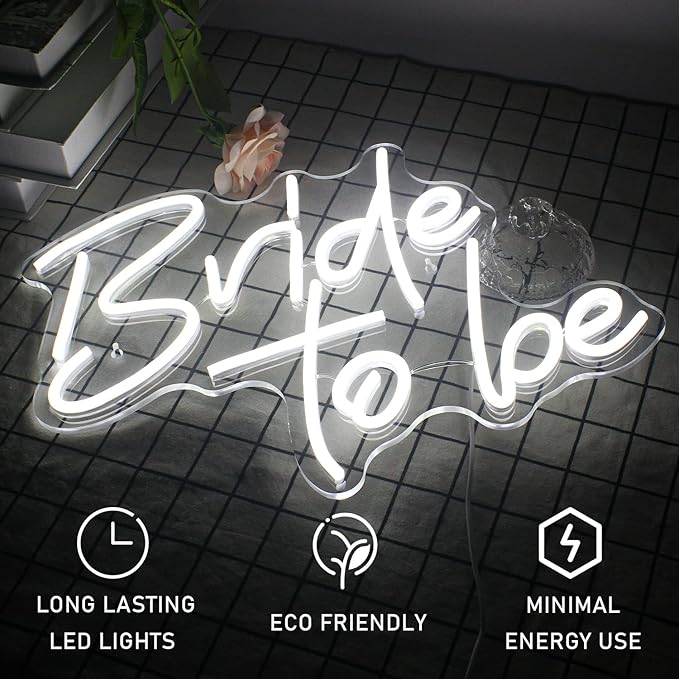 Gamerneon Bride to be Neon Signs White LED Neon Lights for Wall Decor Wedding USB Neon Light Signs for Bachelorette Engagement Party Bridal Shower