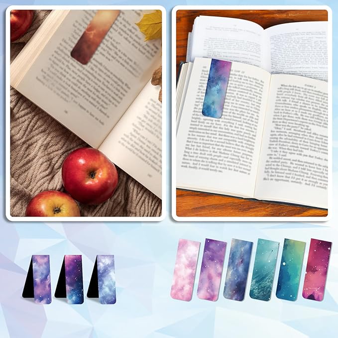 48 Pieces Magnetic Bookmarks Magnet Page Markers - Book Marks for Reading Women & Men with Storage Boxes - Cute Magnet Bookmark Clips for Reading Pleasure(Stars)
